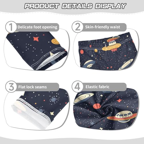 Cartoon UFO Spaceship Stars Girls Casual Leggings for Kids Printed Long Pant Bottoms Stretch and Soft3