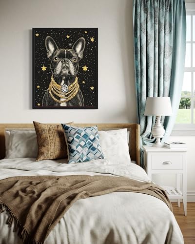 Image of Boston Terrier Pimp Black Framed Wall Art Print Poster, Dog Pet Lover Picture Painting Artwork Bedroom Living Room Office Dining Room 150D (Boston Terrier Pimp, 10 inch L x 8 inch W, Black Frame)