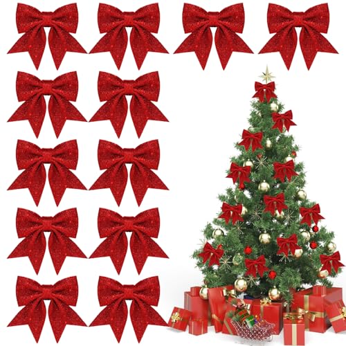 Schleife Weihnachten Outdoor 30 12 Stück Weihnachtsschleifen Rot, Weihnachten Schleifen Deko, Rot...