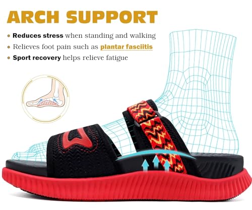 Image of KuaiLu Womens Orthotic Adjustable Strap Slides Arch Support Slip On Sandals