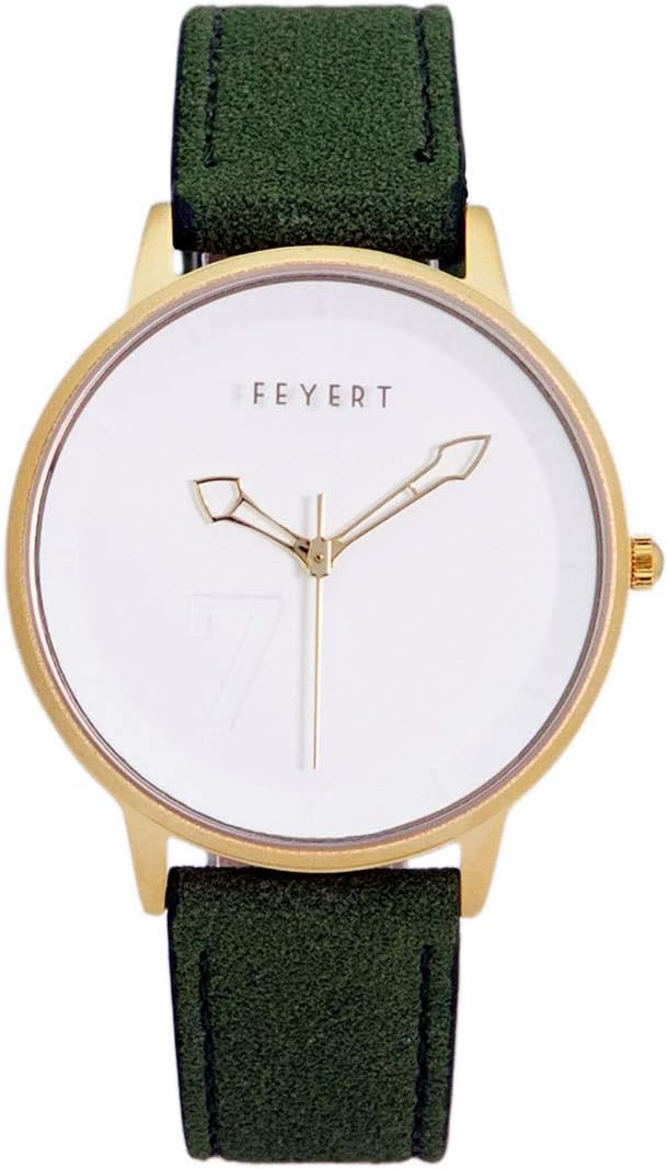 ChronomartFEYERT 7 Logo Office Lady Fashion Small Dial Stainless Steel Leather Strap Wrist Watch FE-0042