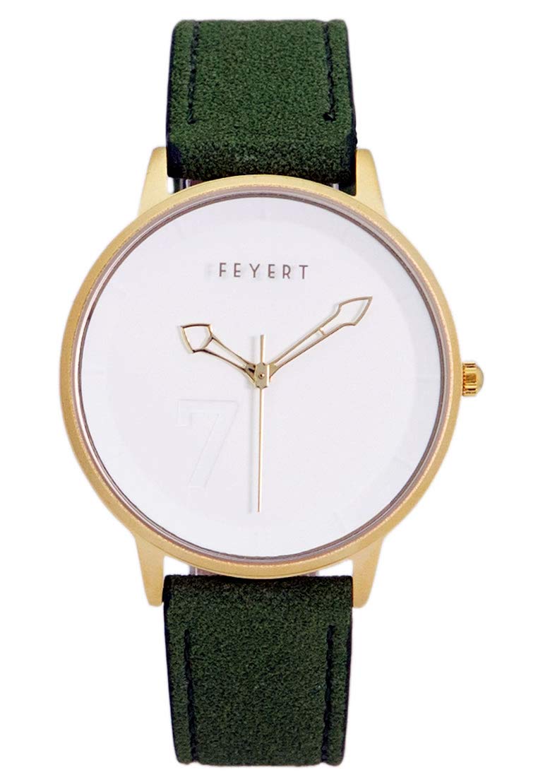 ChronomartFEYERT 7 Logo Office Lady Fashion Small Dial Stainless Steel Leather Strap Wrist Watch FE-0042