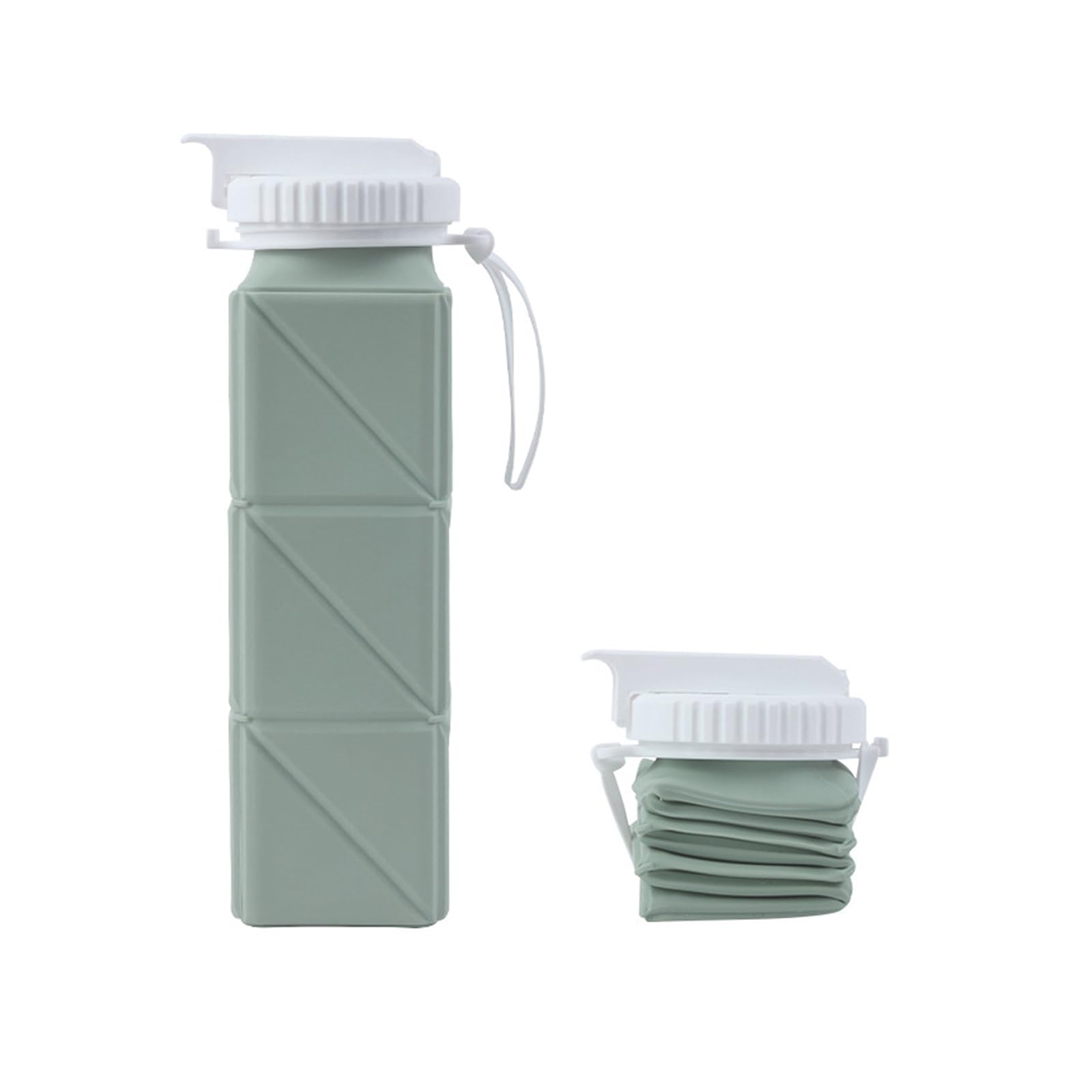 SuperAuriga Collapsible Water Bottle, Lightweight, Reusable, 650ml Leak Proof Foldable Water Cup, Portable Sport & Travel Bottle for Camping, Running, Hiking (Green)
