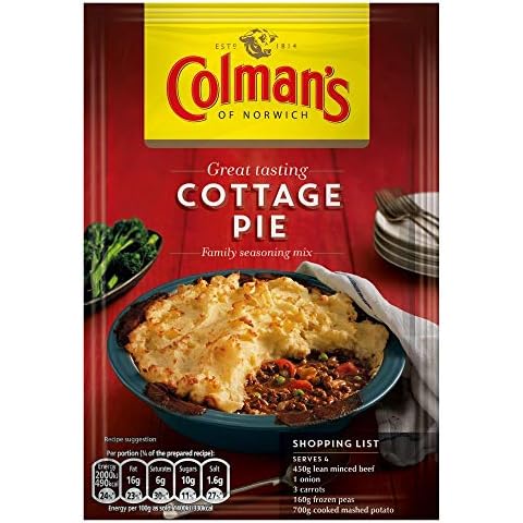 Colman's Cottage Pie perfect with creamy mashed potato Recipe Mix quick to prepare pie mix 45 g Cover