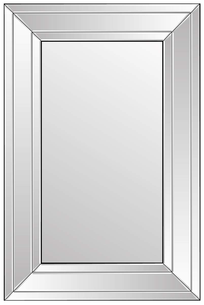 Langley Bevelled Large Dress Mirror - Modern, All Glass, 120 x 80 CM