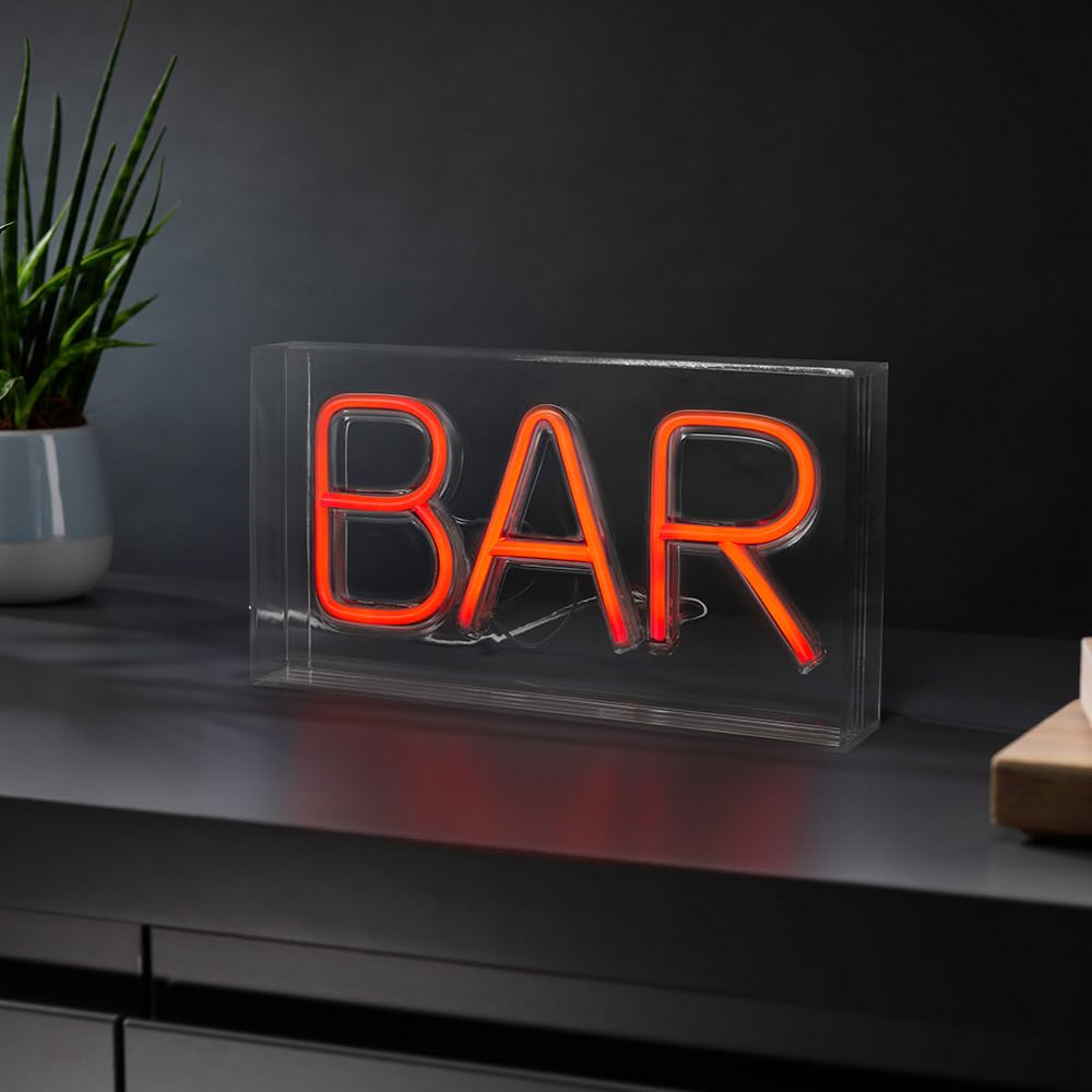 #winning Bar Neon Effect Lamp - USB Powered Freestanding Perspex Boxed Red Light