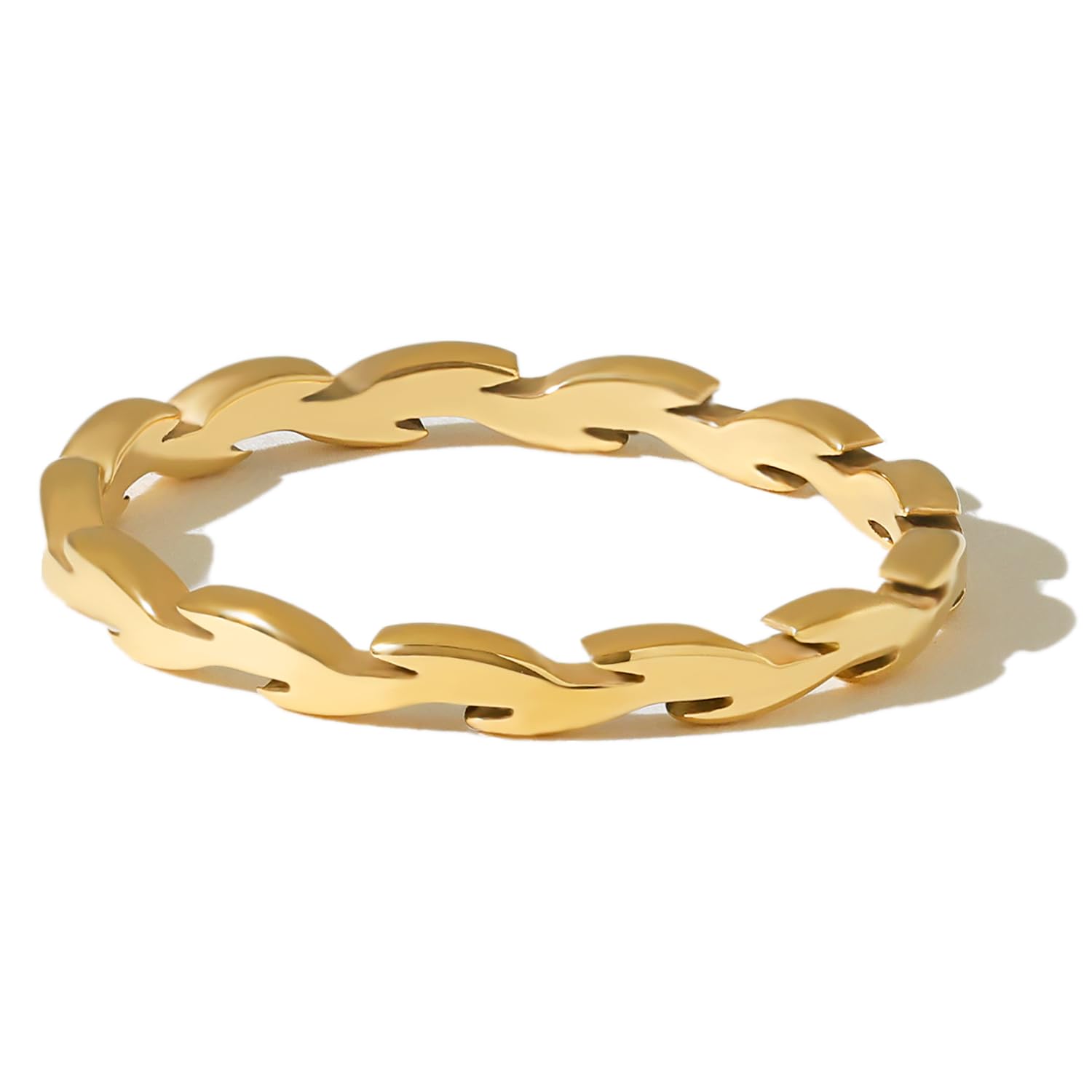 BENIQUE 18K Gold Stacking Rings for Women, Dainty Slim Gold Plated Stainless Steel Non-Tarnish Waterproof Stackable Band Jewelry Size 4-11