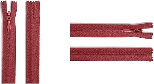 Cremalleras YKK invisibles (ocultas)  perfectas para ropa, manualidades y proyectos de costura  Color rojo camafeo # 520 Elige tu longitud