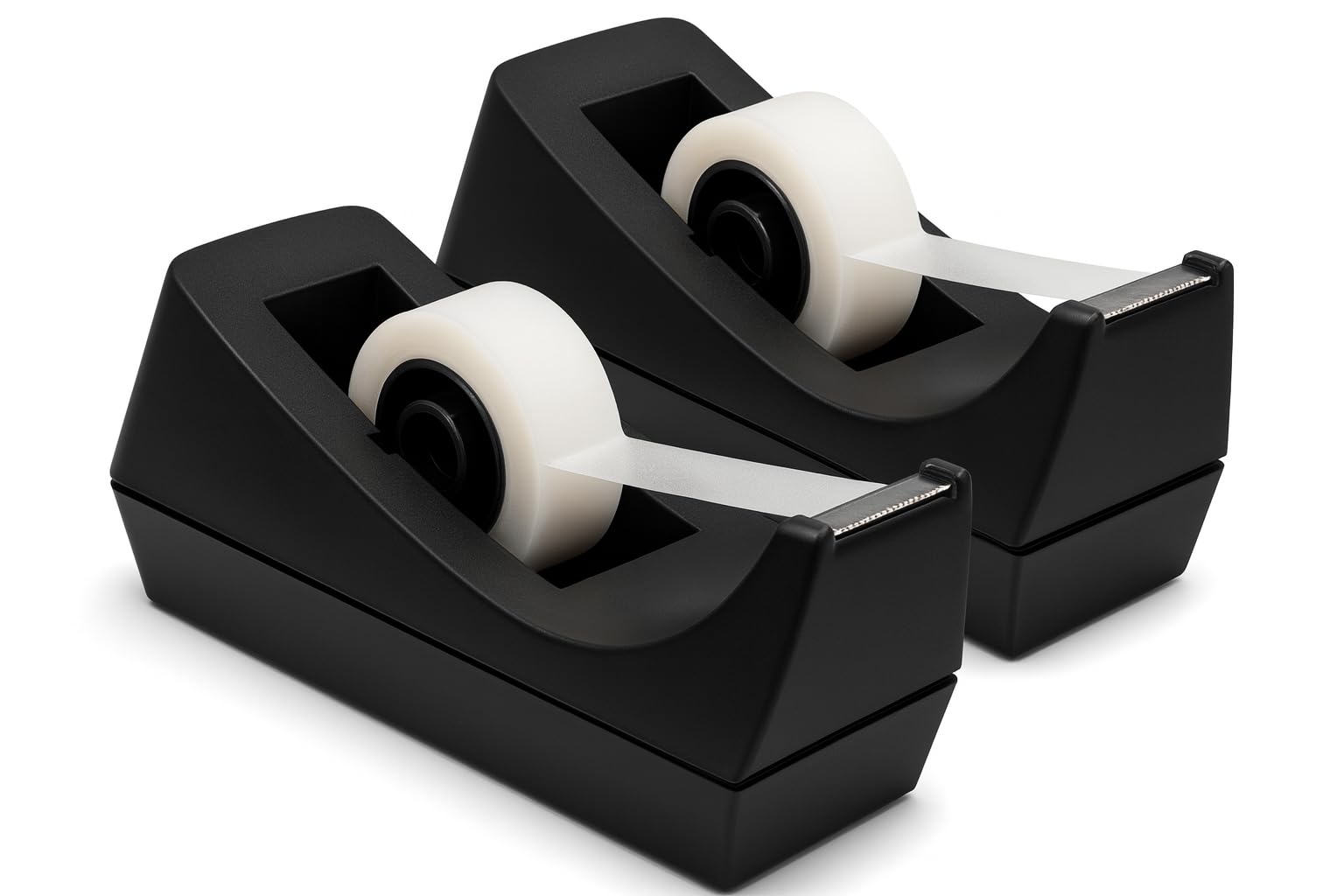 Desktop Tape Dispenser - Non-Skid Base - Weighted Tape Roll Dispenser - Perfect for Office Home School (Tape not Included) - (2-Pack)