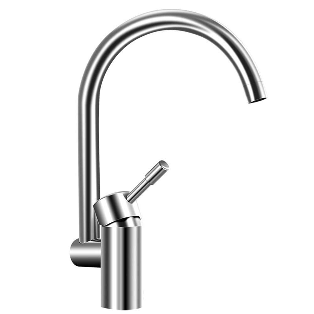 Robinet de cuisine en acier inoxydable rotatif et mitigeur d'évier eau chaude et froide