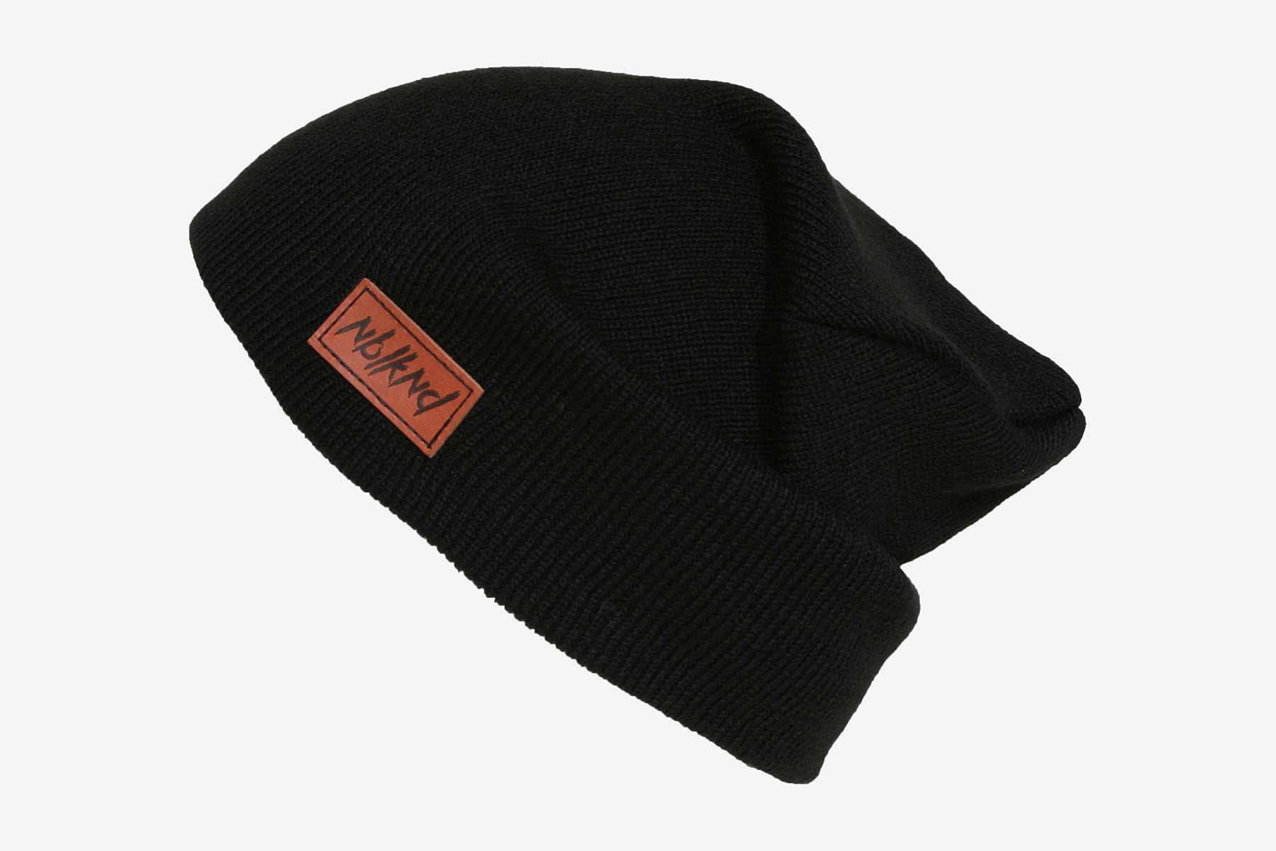 Nebelkind Unisex Beanie Classy skórzana łatka czapka dziergana czarna One Size