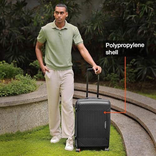 Image of Nasher Miles Coorg Hard-Sided Polypropylene Luggage Set of 2 | 55cm & 65cm | 8 Wheels Small & Medium Trolley Bag for Travel | Suitcase (Black)