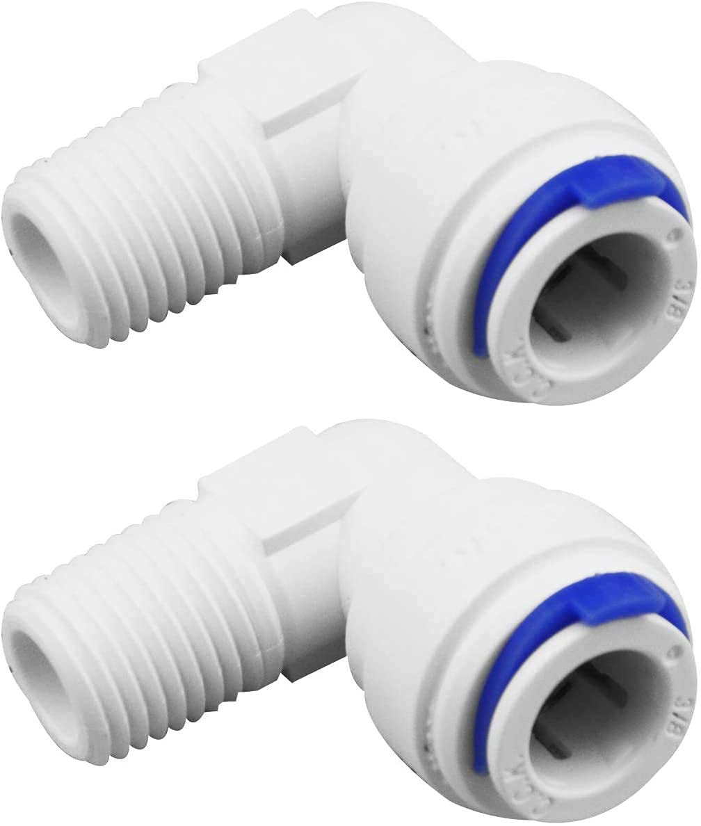 AQUALIQUID RO Spares Plastic 1/4 Inch Male Thread to 3/8 Inch Quick Connect Elbow Connector 1/4"x3/8" for RO Water Purifier Tube Fitting (Pack of 2)-image-13