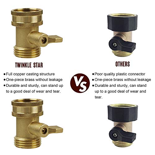 Twinkle Star Water Hose Shut Off Valve, 2 Pack Heavy Duty 3/4 Inch Solid Brass Garden Hose Connector, Twis3003 #TOP2