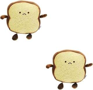 BESPORTBLE 2 Pçs Torradas Boneca Comida Para Carro Comida Para Crianças Animal Travesseiro Em Forma De Pão Brinquedo De Pelúcia Torrada Artificial Foto Prop Comida Decoração Em Forma