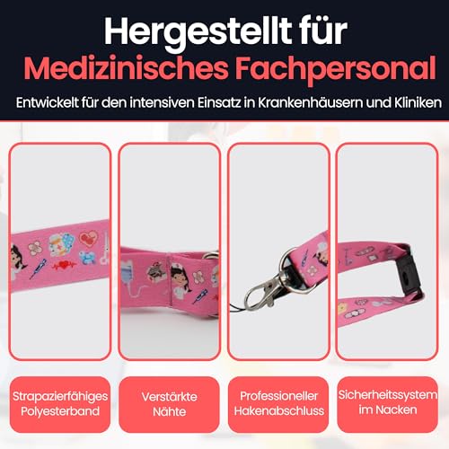 VERY IMPORTANT RUNNER - Schlüsselband Krankenschwester 56x2 cm mit Karabiner, Sicherheitsverschluss & Kartenhülle mit Band - Lanyard für Krankenschwester & Schlüsselband Medizin (Rosa)