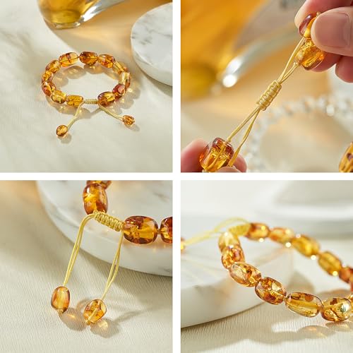 Baltic Amber raw Bracelet Gift Set -100% Certified and Authentic Premium Quality Raw Baltic Amber-True amber stone bead3