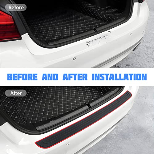 8sanlione Non-Slip Rubber Car Rear Bumper Guard Strip, Black/Red/35.4" x2.7 - Image 5