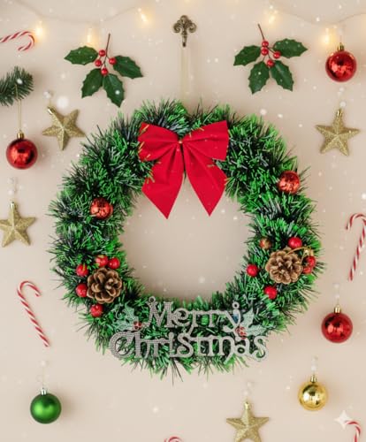 Image of Designer Christmas Wreath /Wall Hanging /Decoration for Xmas Party /Christmas Decorations for Home /Gifts /Wreath | PoPo Toys |REET L-1 | 30 CM
