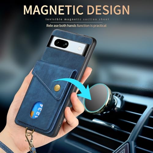 Étui portefeuille Google Pixel 9 Pro coque magnétique verte avec dragonne - 3