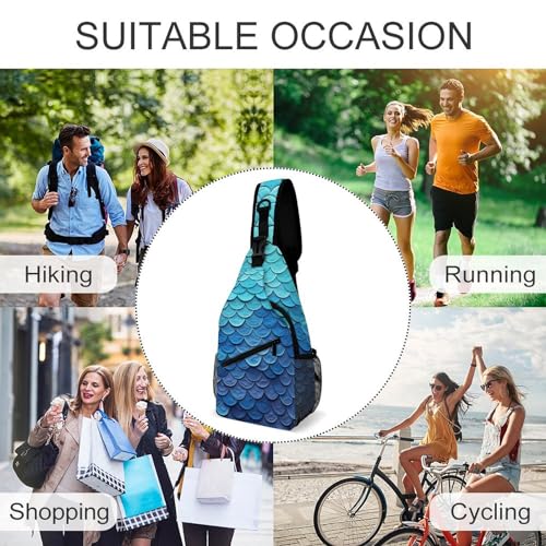 Bolso Cruzado Deportivo Azul Estilo Escama de Sirena miniatura 6