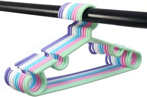 Miniatura 5 de Blanco 10 unidsset plástico portátil ropa percha niño perchas gancho para el hogar almacenamiento de ropa ahorro de espacio