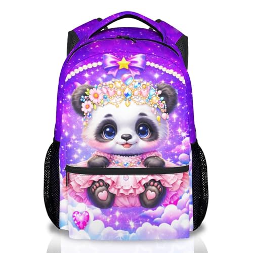 COOPASIA Backpack for Girls Panda School Bookbag for Kids 17 Inch Lightweight Students Daypack with Padded Straps for Toddler Child Primary Preschool