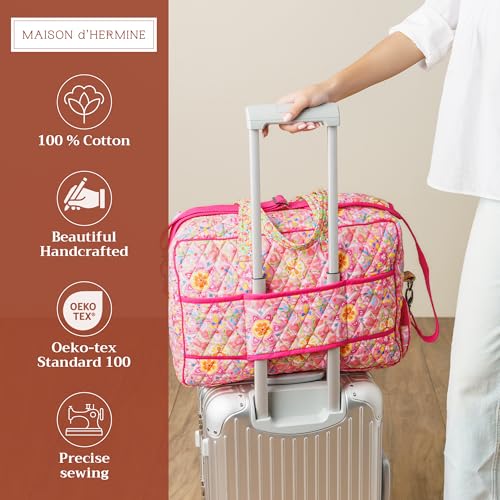 Maison d' Hermine Weekend Bag Cotton Quilted Duffel Overnight Luggage Weekender Gym Bag for Gifts Travel Men Women Business Travellers Family Trip, Summer Vibes2