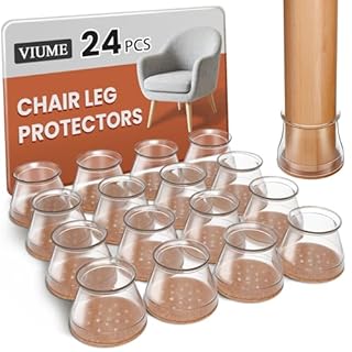 24 Pcs Chair Leg Floor Protectors for Hardwood Floors Silicone Covers Felt Pads Furniture Leg Caps Anti-Scratch Reduce Noise Fit (1-5/16" to 2")