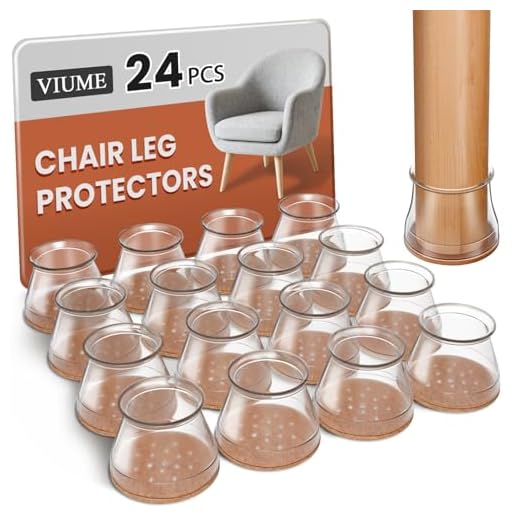 24 Pcs Chair Leg Floor Protectors for Hardwood Floors Silicone Covers Felt Pads Furniture Leg Caps Anti-Scratch Reduce Noise Fit (1-5/16" to 2")