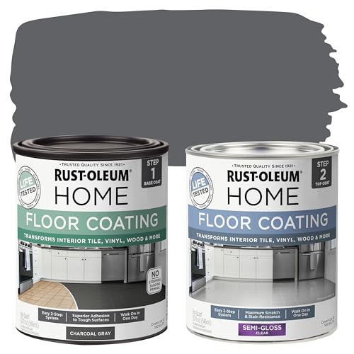 Rust-Oleum 367604 Home Interior Floor Coating Kit, Semi-Gloss Charcoal Gray