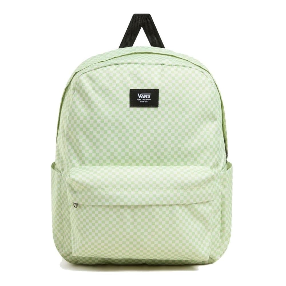 VANS Mochila Cuadros Verde Y Blanco Old Skool Check Shadow Lime - Diseño Icónico, Espaciosa y Duradera