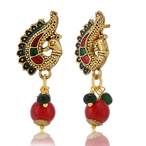 Efulgenz Indian Faux Pearl Necklace Jewelry Crystal Floral Pendant Beaded Multistring Strand Pendant Necklace Earrings Wedding Jewelry Set For Women (Style 3) #TOP4