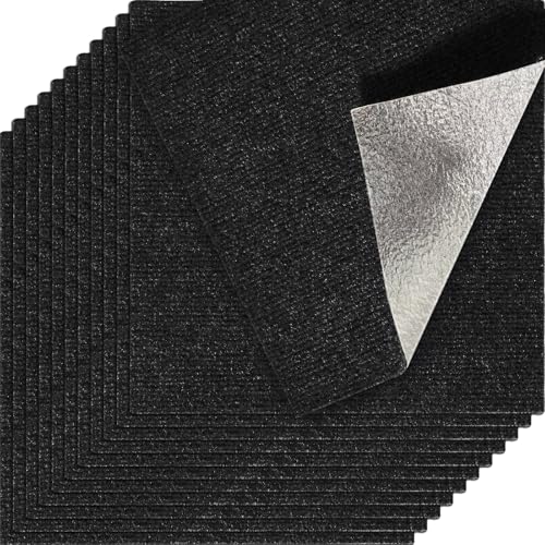WYIPOLZI 30Pcs Self Adhesive Carpet Tiles 30x30cm Non-Slip Carpet Floor Tiles Hardwearing & Easy to Clean Carpet Tiles Squares Floor Covers for Office Living Room Bedrooms (Black)