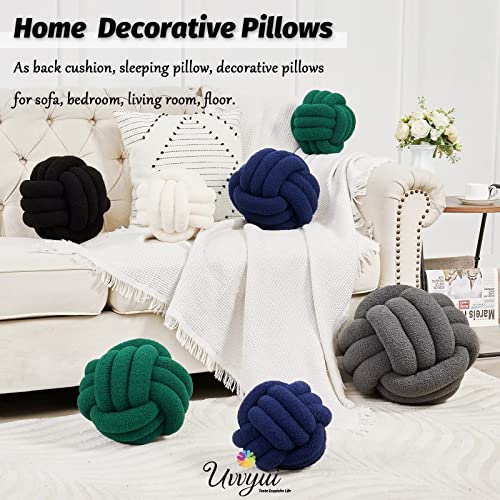 Image of Uvvyui Knot Pillow Ball, Soft Home Decorative Pillows, Round Throw Pillow, Handmade Knotted Plush Pillow, Round Boucle Pillow Cushion (11 Inches Black)