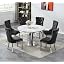 White Silver Table & 6 Black Chairs