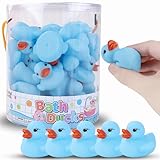 36 Pieces Classic Rubber Duck Bath Toys - No Holes BPA Free Floating Duckies for Boys Baby Shower, Party Favors, Kids Gifts (Blue)