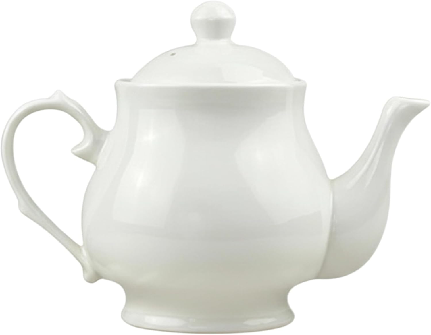 White Porcelain Teapot, Ceramic Tea Pot Lotus Tea Pots Gooseneck Kettle Vintage Tea Kettle, Elegant White Teapot Coffee Pot for Home Office Kitchen Tea Party Use (450ML)