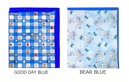 Image of EcoSoft Plastic Sheet,PVC Sheet for Kids,Rubber Sheet for Babies,Bed Wetting Protector(90 x 135 cm) (Blue Bear & Blue Good Day)