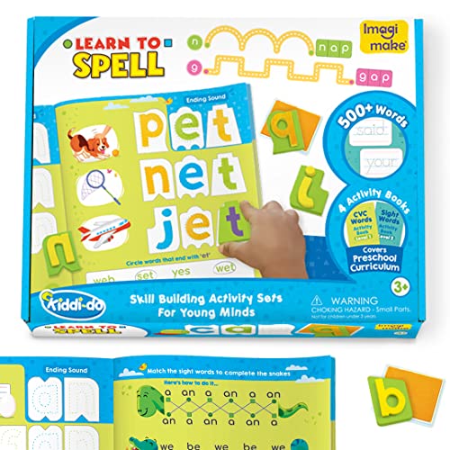 Image of Imagimake Learn To Spell-Preschool Learning Activities-Includes Sight Words, CVC letters, Phonics Books for Beginners-Educational Toys for 3 Year Old-Montessori Toys for Toddlers for Age 3, 4, 5 Years
