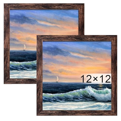 Image of LUCKYLIFE 12x12 Picture Frame Brown for Wall Mounting, 2 Pack