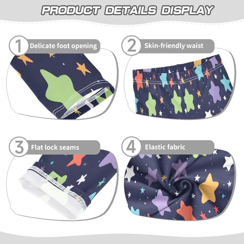 Bolaz Toddler Girls Leggings Printed Yoga Pants Leggings Green Purple Stars for Kids3