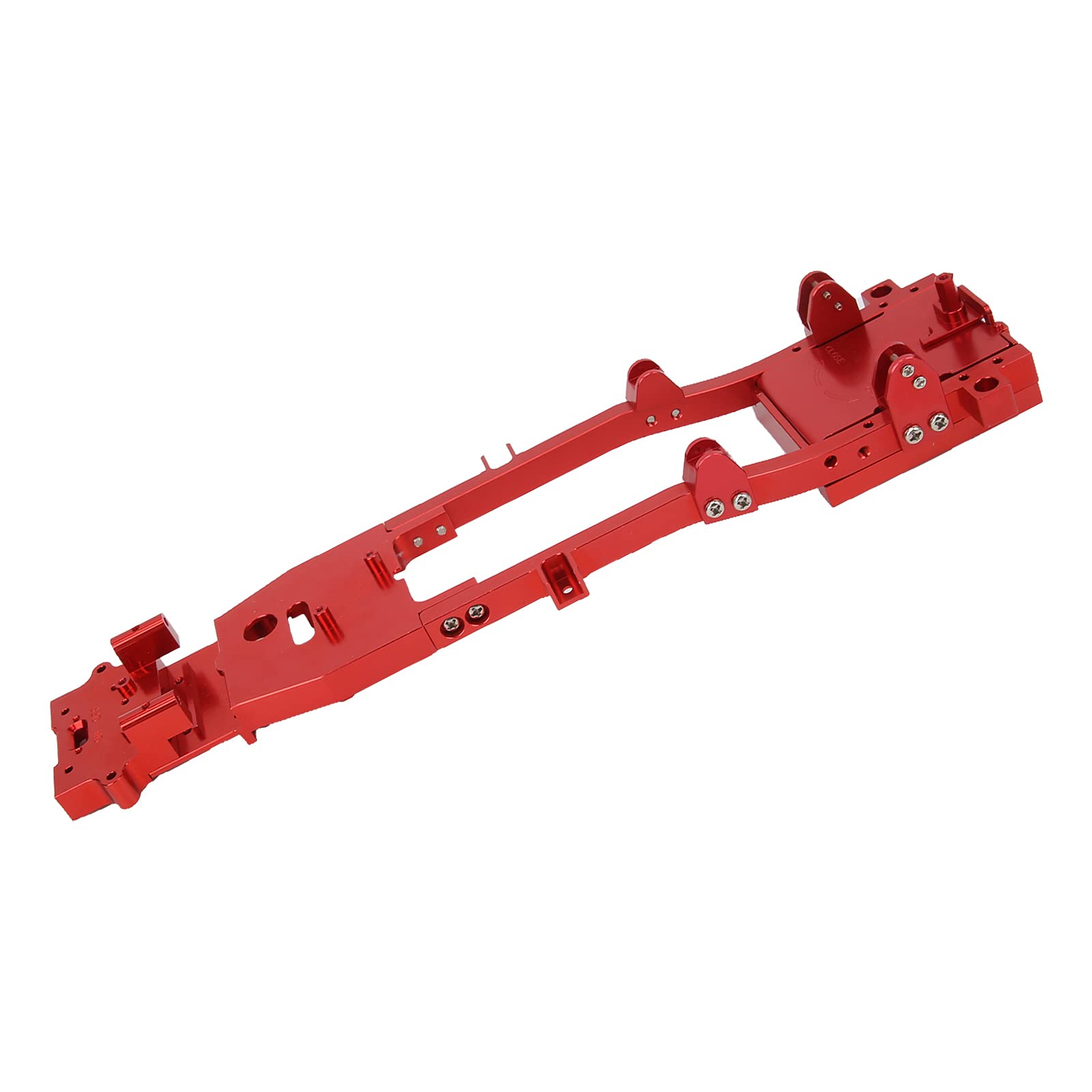 Model WPL D12/10 RC Metalowa rama podwozia samochodu | Ulepszone części i akcesoria ze stopu aluminium premium posrebrzane (czerwony)