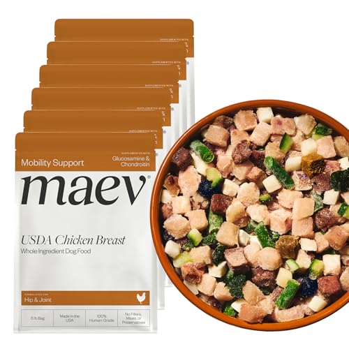 Maev Human-Grade Fresh-Frozen Chicken Dog Food, Hip & Joint Formula | High-Protein, Grain-Free, Whole Ingredient Raw Food for Dogs | Complete & Balanced Meal or Topper | Made in USA | 30 lb