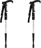 Kit 2 Bastão Bengala Cajado Retrátil Alumínio Caminhada Trekking Altura Regulável Prata