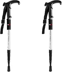 Kit 2 Bastão Bengala Cajado Retrátil Alumínio Caminhada Trekking Altura Regulável Prata