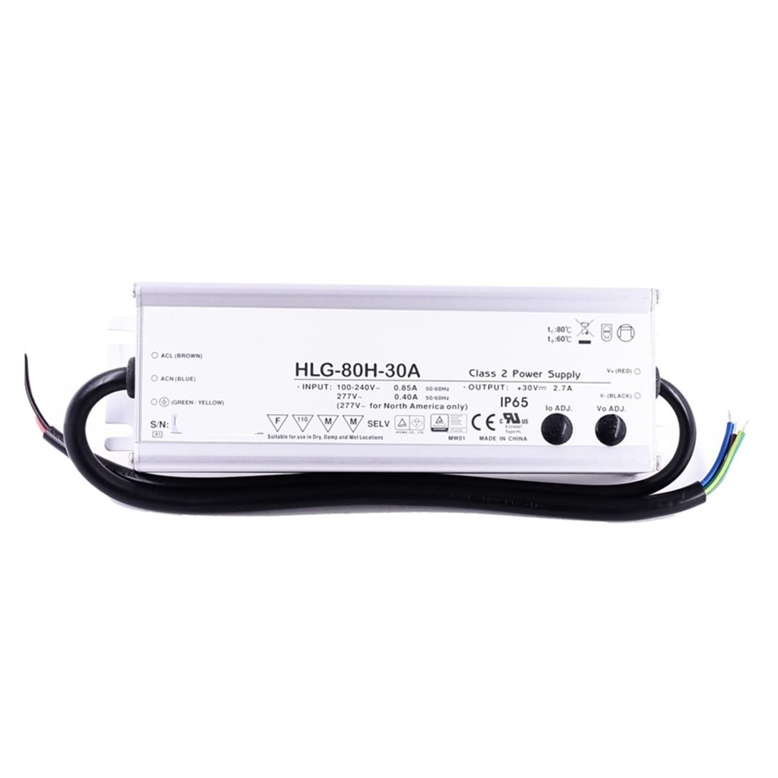 Driver LED HLG-80H-30A 80W pour stopper le scintillement des suspensions hautes baies