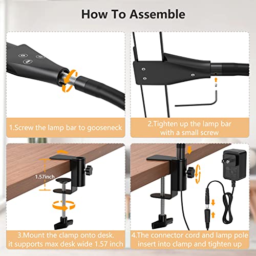 Eppiebasic Led Desk Lamp,Double Head Architect Desk Lamps For Home Office,Extra Bright Workbench Office Lighting,Eye Protection Modern Desk Light For Monitor Studio Working Reading 1200Lm #TOP6