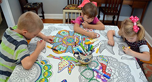The Coloring Table MANDALASQ Mandala Design – Square Tablecloth - Fabric Coloring Tablecloth - Colorable Designs – Washable And Reusable – Coloring Activity For Children And Adults thumb #8
