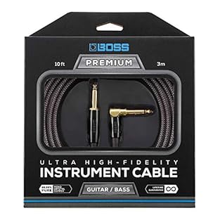 Premium 10ft/3m Instrument cable with straight to right-angled 1/4" connectors. Crafted with the finest materials and carefully engineered for superior tone, BOSS premium instrument cables deliver the ultimate in sound reproduction for guitar and bas...